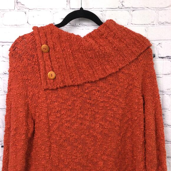 Moth Anthropologie Women's Cowl Neck Oversized Knit Tunic Sweater Dress Orange S - Picture 5 of 11
